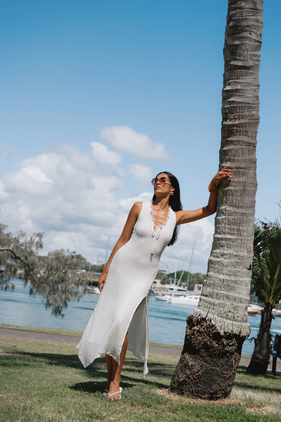 White Mesh Midi Dress - Image 3