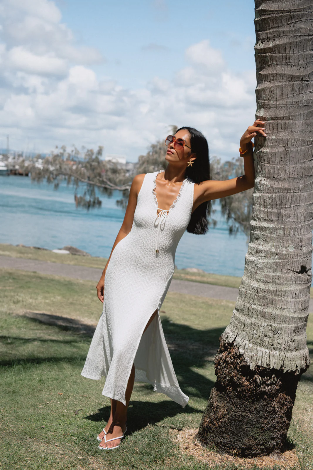 White Mesh Midi Dress - Image 4