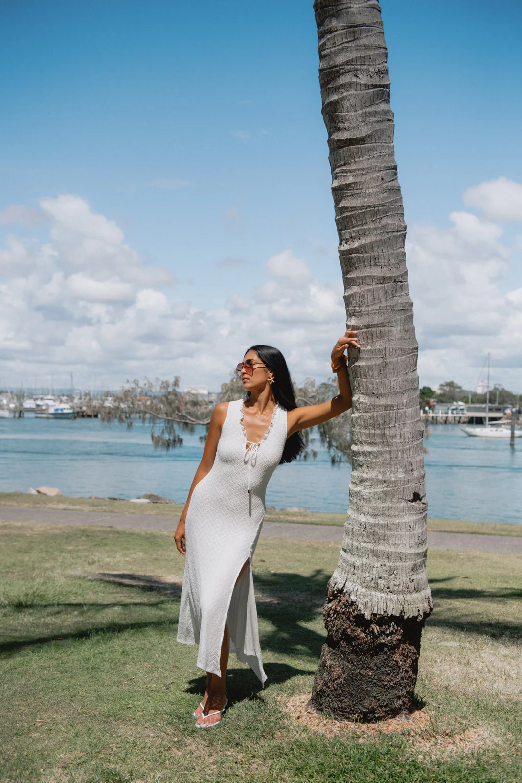 White Mesh Midi Dress - Image 5